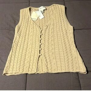 Cable Knit Beige Sleeveless Top